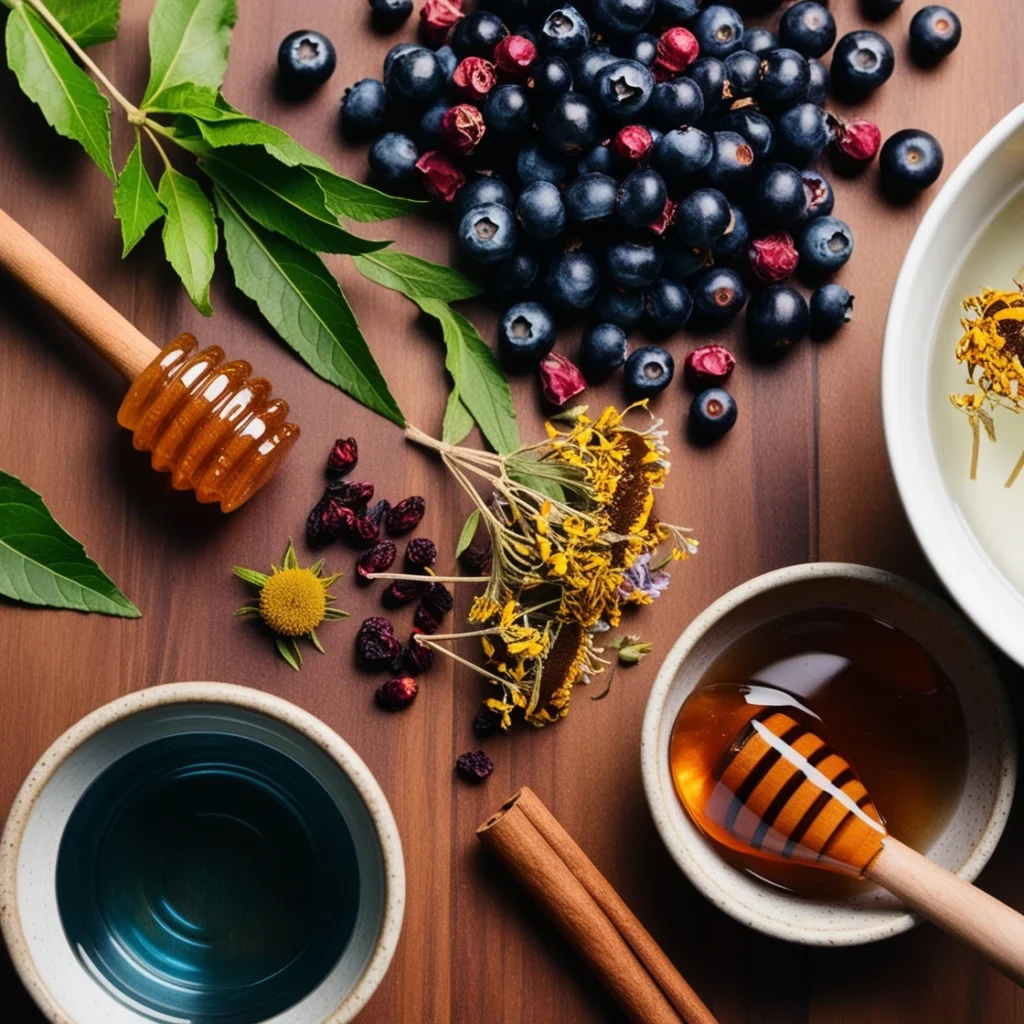 Ingredients for Elderberry Syrup Recipe with Echinacea